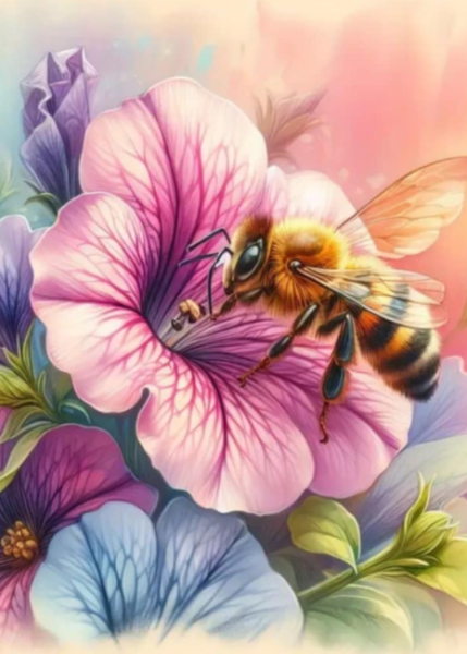 Diamond Painting Blume mit Biene